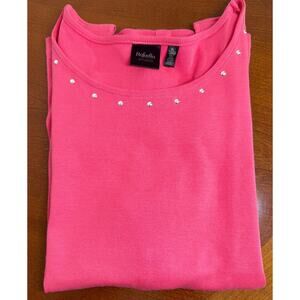 Rafaella Studio XL Sweater - Coral/Pink - Silver grommets, Cut out shoulders